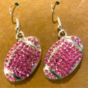 Light pink crystal football earrings